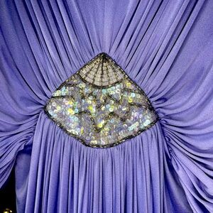 Light Purple Vintage 70’s + 80’s Style ~ Draped Masterpiece ~ Sequin Applique